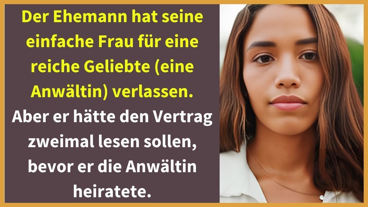 Der Ehemann hat seine einfache Frau für eine reiche Geliebte (eine Anwältin) verlassen.