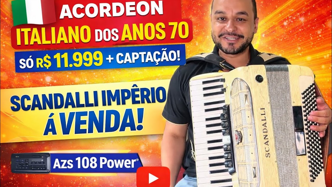Acordeon Scandalli Império Italiano Anos 70 | Captação AZS | R$ 11.999