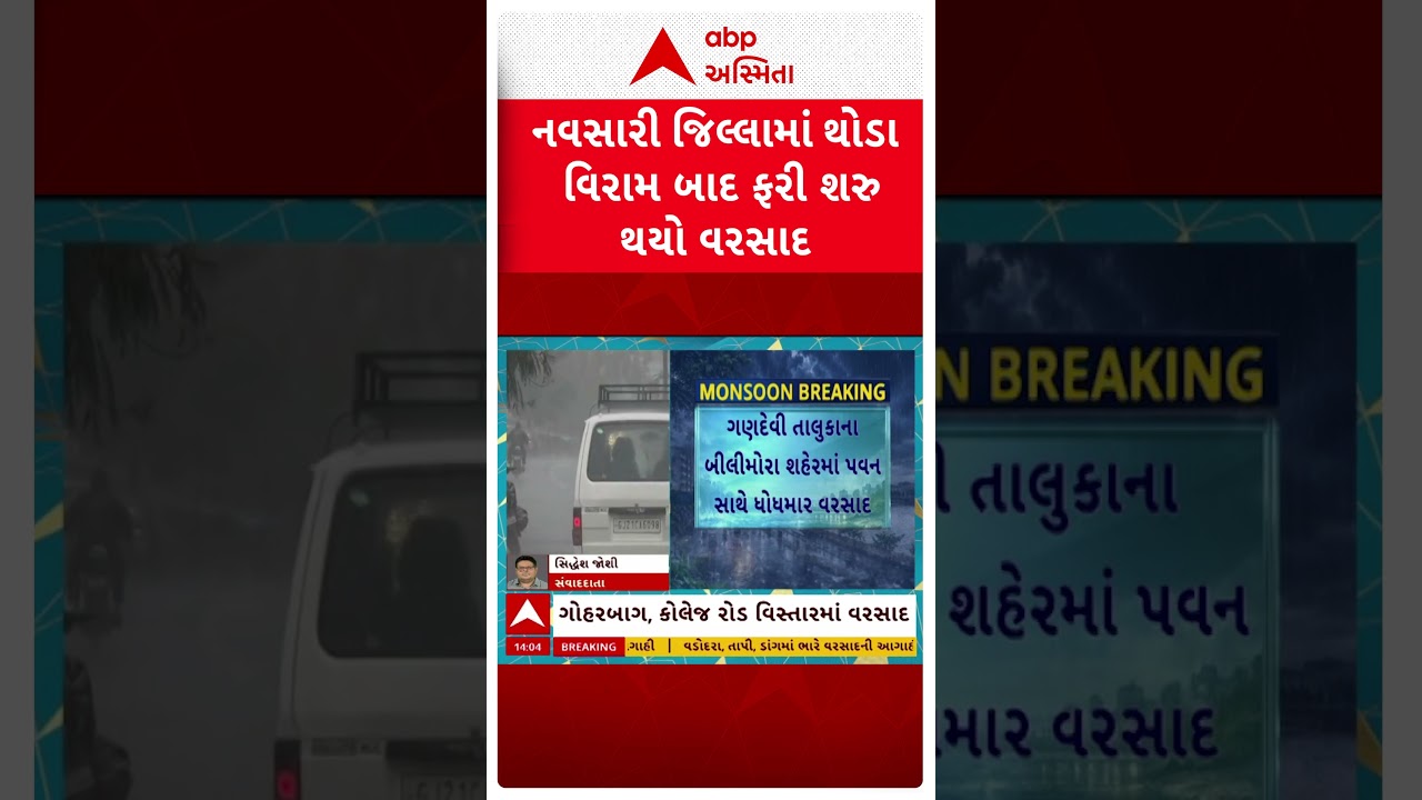 Navsari Rain | નવસારી જિલ્લામાં થોડા વિરામ બાદ ફરી શરૂ થયો વરસાદ
