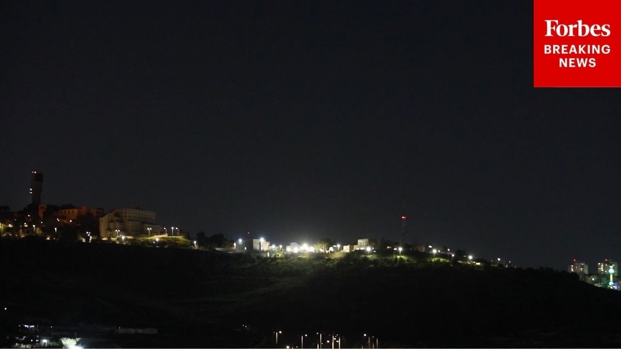 Missiles Visible In Jerusalem's Night Sky As Airstrikes Continue Across Middle East