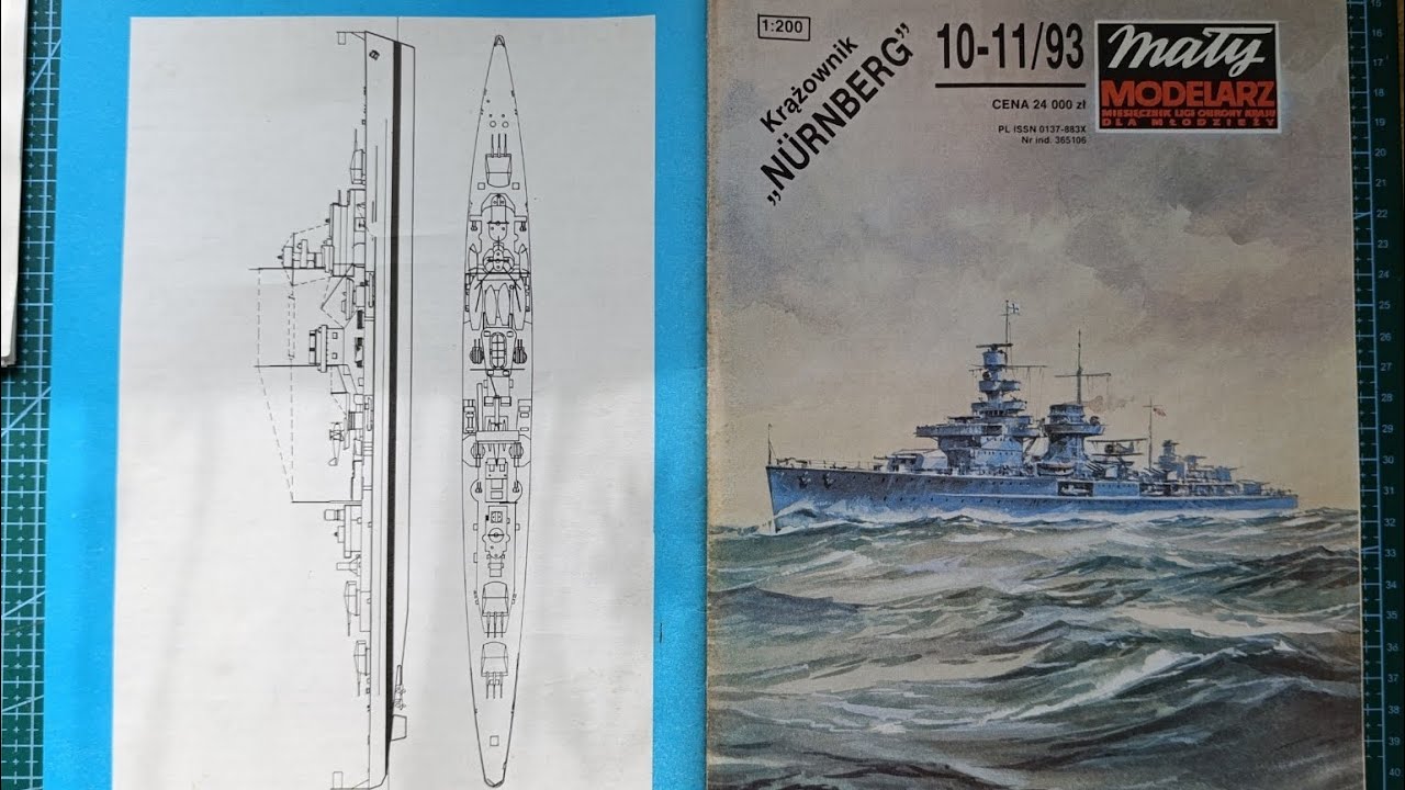 Nürnberg 1:200 mały Modelarz 10-11/1993. Fotorelacja z budowy poszycia kadłuba. #models #papermodel 