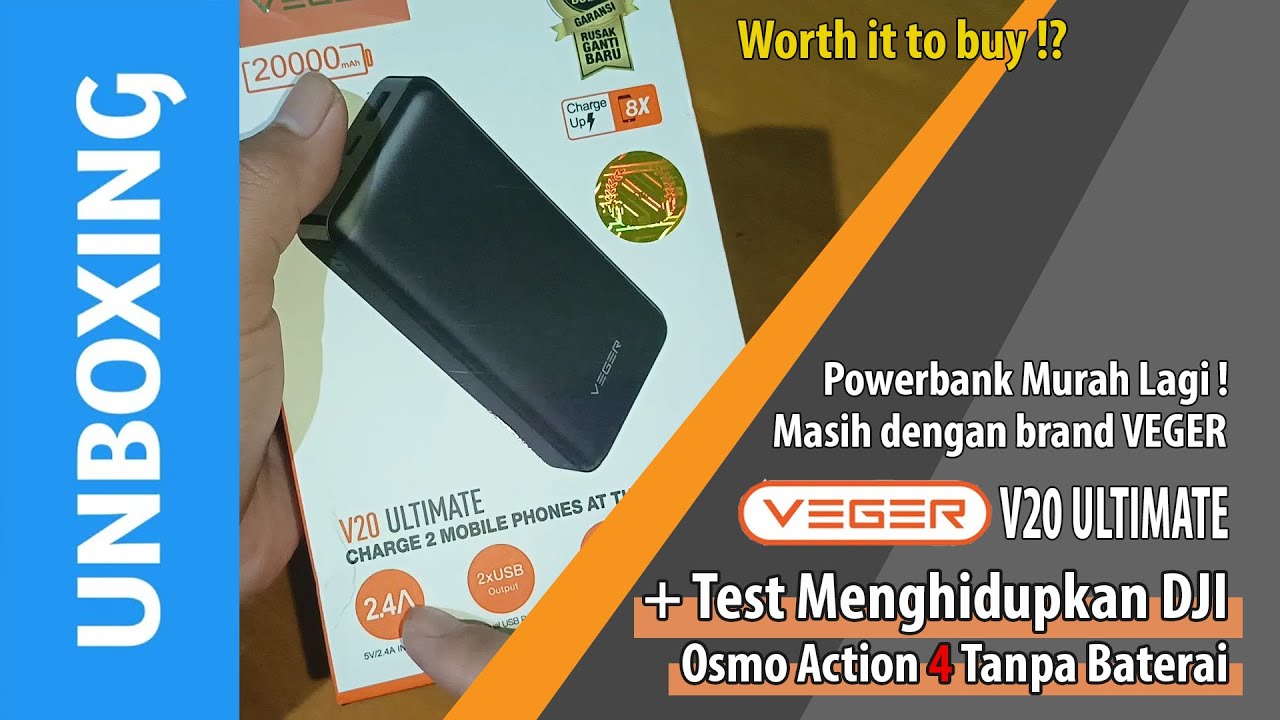 [UNBOXING] Powerbank Murah 100 Ribuan + Test Bypass Charging DJI Action 4 | Veger S20 Powerbank