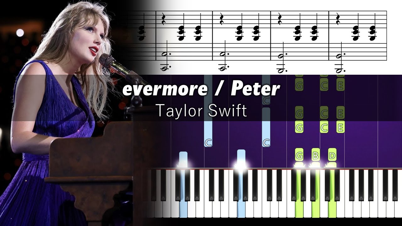 Taylor Swift - evermore / Peter (Eras Tour) - Accurate Piano Tutorial with Sheet Music