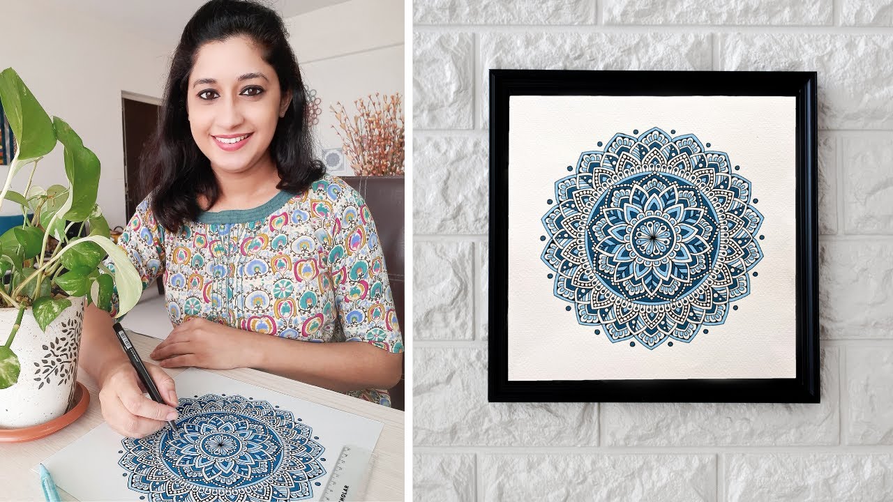 How to draw MANDALA ART for beginners || Easy Gouache mandala patterns || step by step tutorial