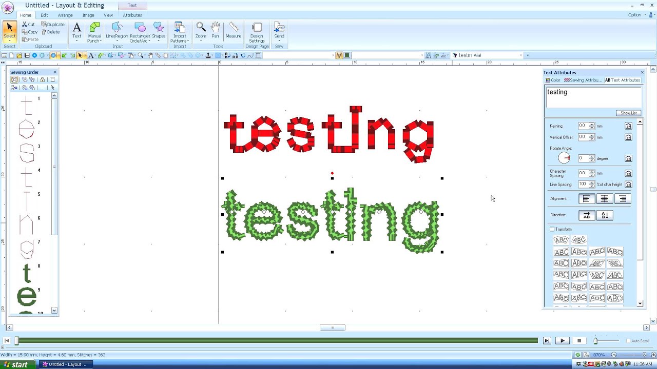 Brother PE Design Next: Small text 1 of 2 (Lesson 16)