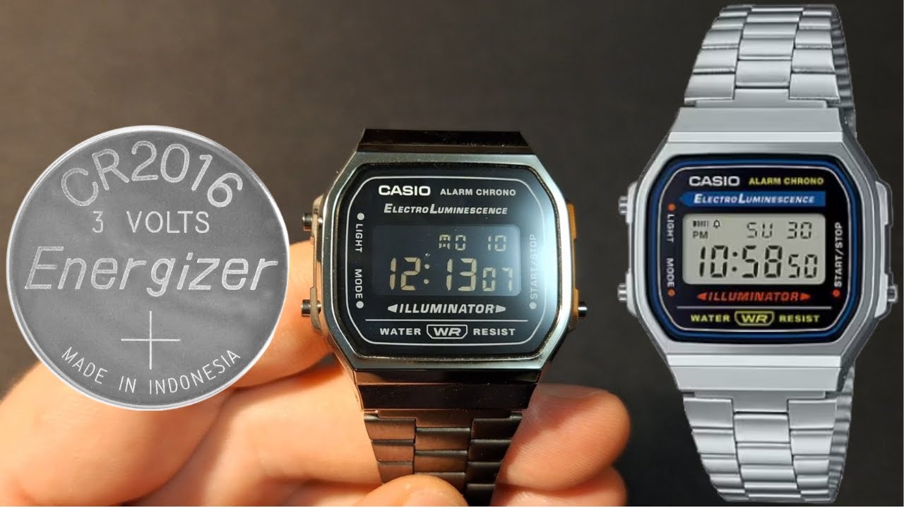 Wymiana baterii w Casio A168 (bateria typu: 2016)
