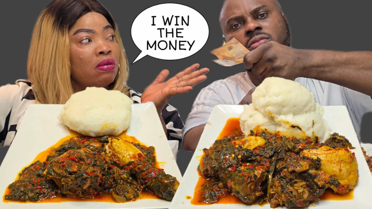 Challenge gone wrong | guys who won the money? | fufu with eforiro soup | african food mukbang