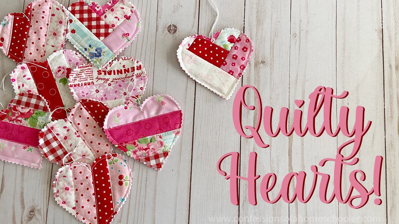 💕 Quilty Hearts Bunting & Ornaments Tutorial! (Beginner friendly QAYG!)