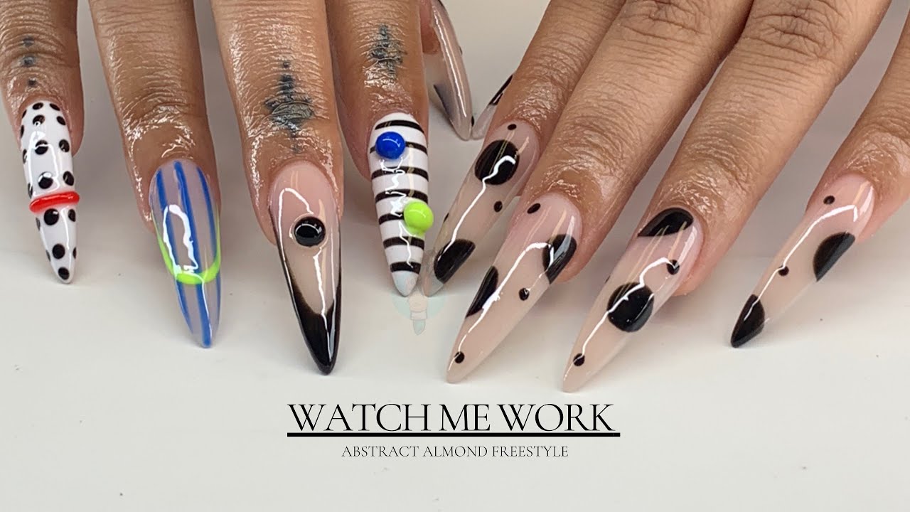 Creating an Abstract Freestyle Nail Set 💙✅ | Almond Shape Nails ✨