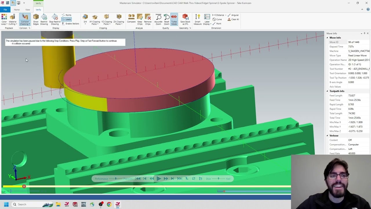 Intro to Simultaneous 5-Axis Programming in MasterCam: Fidget Spinner First Operation