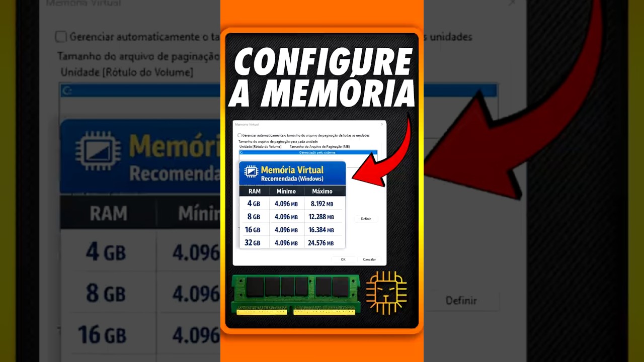 COMO AUMENTAR A MEMÓRIA VIRTUAL DO WINDOWS 11 E QUAIS VALORES COLOCAR?