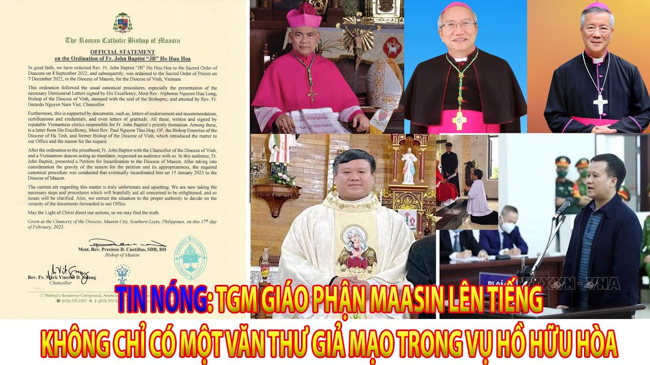 Tin Nóng: Vụ Lm Hồ Hữu Hòa. Giám mục GP Maasin lên tiếng:  Không chỉ có một văn thư bị giả mạo.