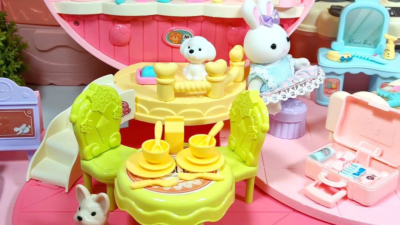 41 Minutes Satisfying Unboxing Cute Bunny Miniature Dollhouse Backpack Playset ASMR Toys