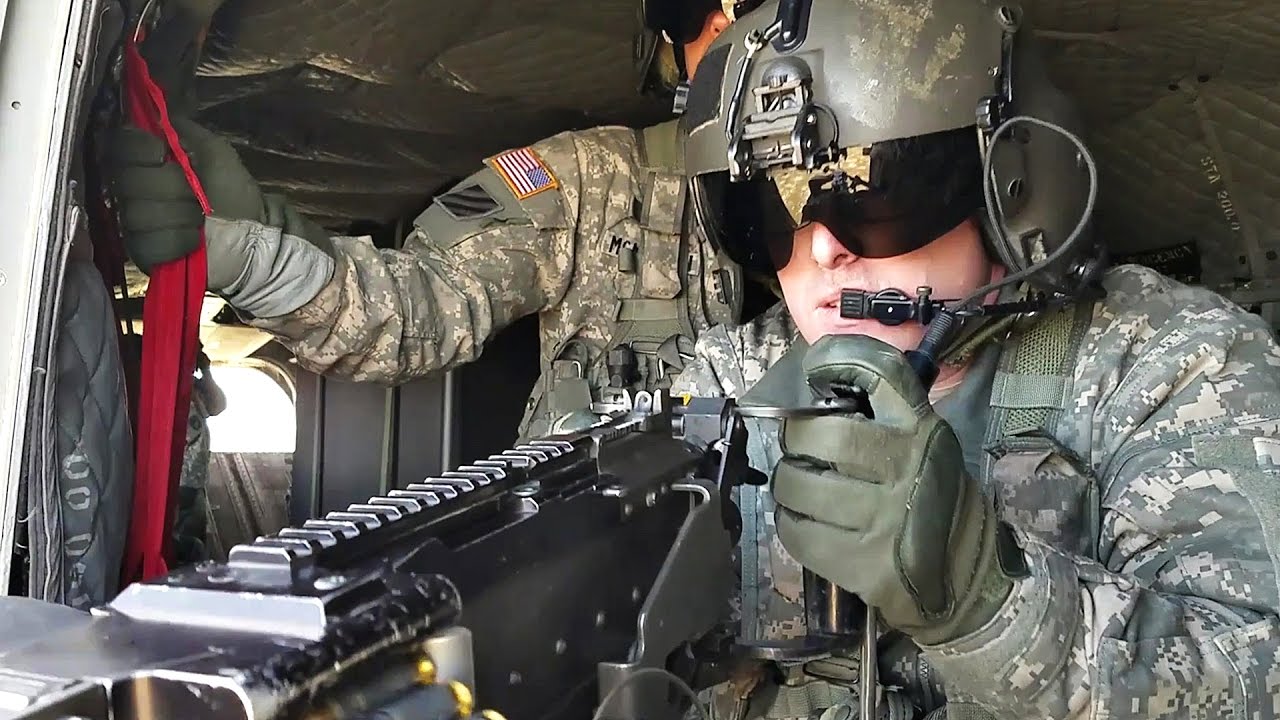 Aviation Gunnery Training &ndash; Helicopter Door Gunner Firing M240B Machine Guns