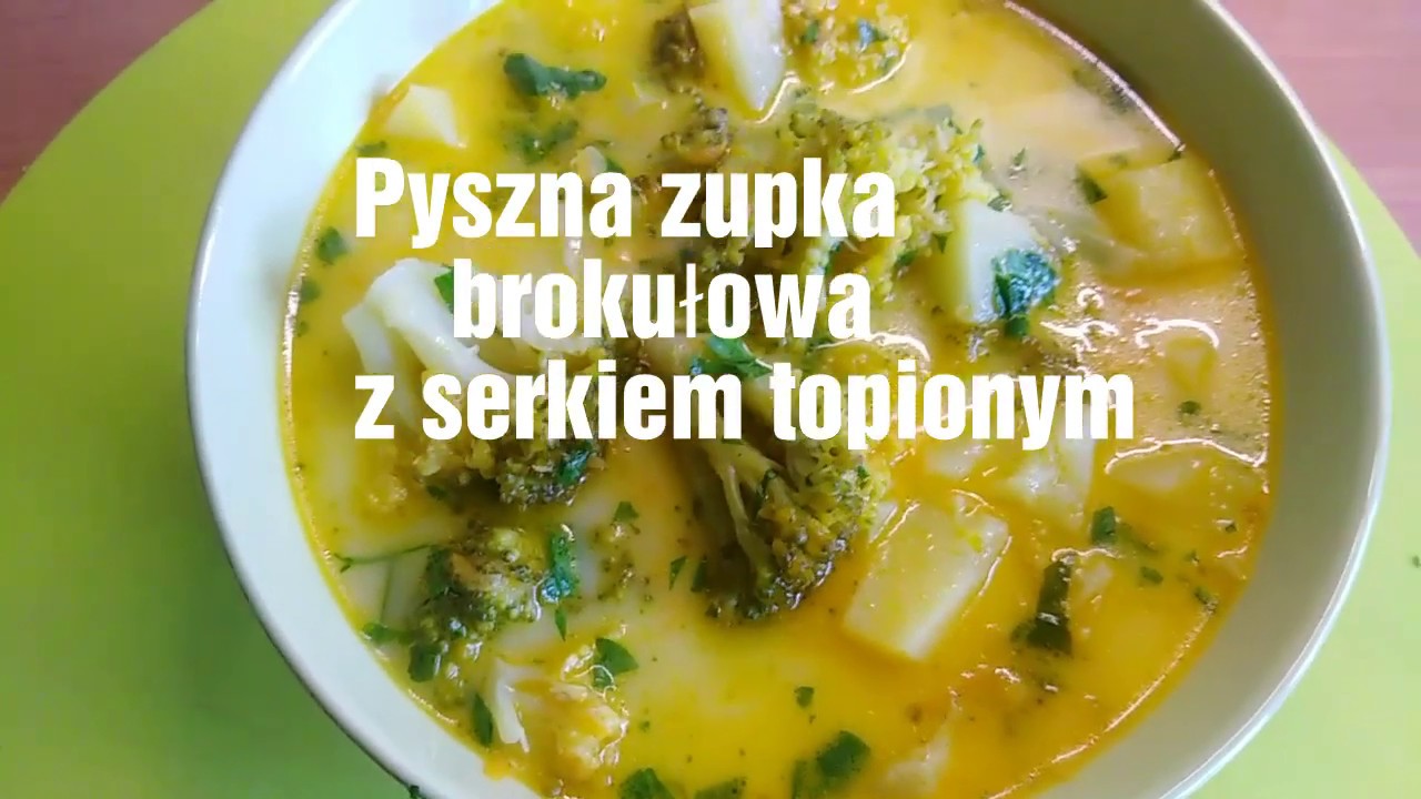 Pyszna zupka brokułowa z serkiem topionym i ziemniaczkami..  Broccoli soup with melted cheese.