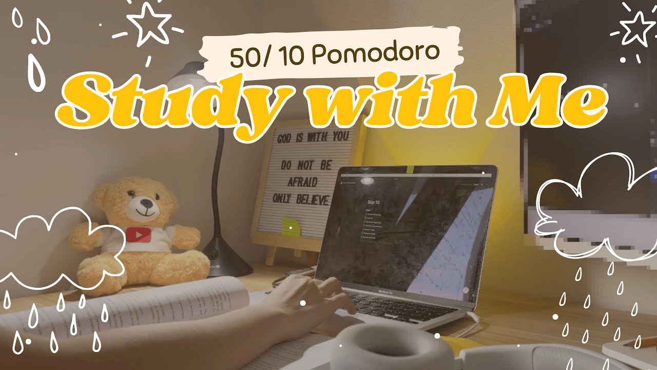 2-HOUR STUDY WITH ME | 50/10 Pomodoro | 🌧 Rain Sounds