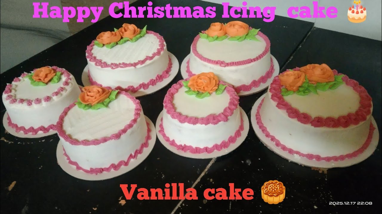 Happy Christmas Icing cake 🔥 vanilla cake recipe 