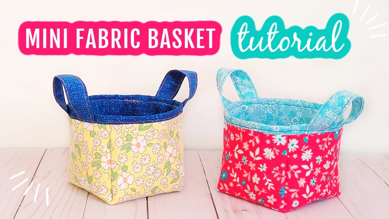 DIY Mini Fabric Basket. Mini Basket For Gift Ideas. Sewing Project From 10 Inches Square Fabric