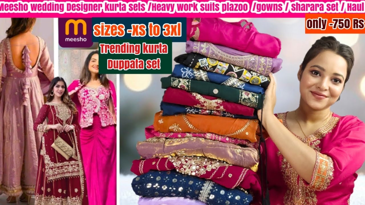 ❤️🤗Meesho 15+ Designer Heavy work wedding collection/👗sharara/plazoo/gowns❤️🤗||Trending collection||