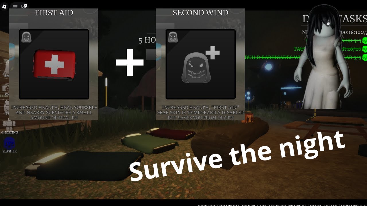 Gameplay Survive the night - First Aid (gear) Second Wind (perk)