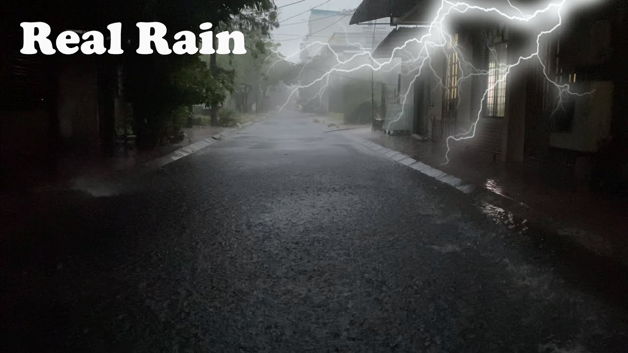Terrible Rain Like a Storm in Alley ⛈️ Heavy Rain Sounds for Sleeping Thunder ⚡ Relaxing Rain Sounds