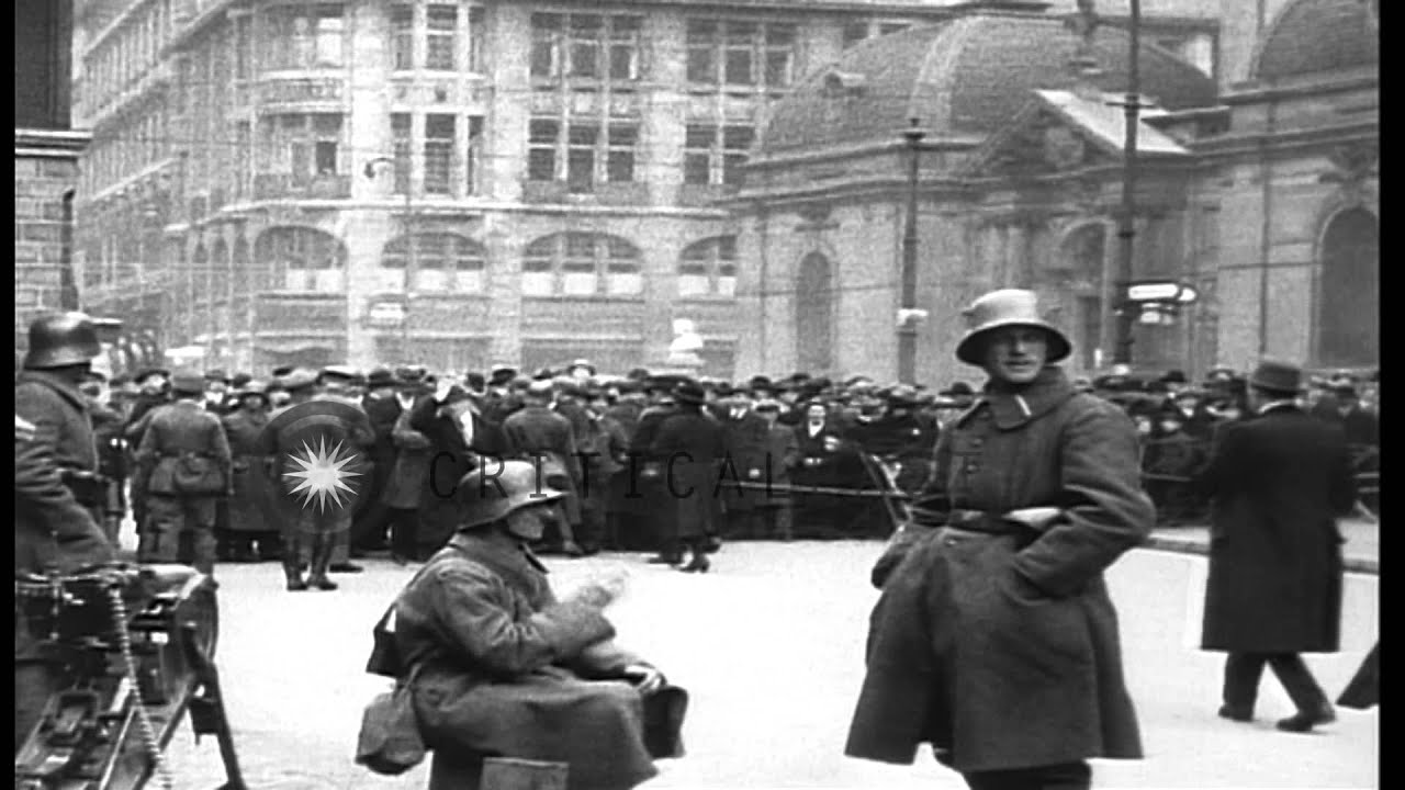 General strike in Germany during Kapp Putsch; Freikorps troops distribute propagan. HD Stock Footage