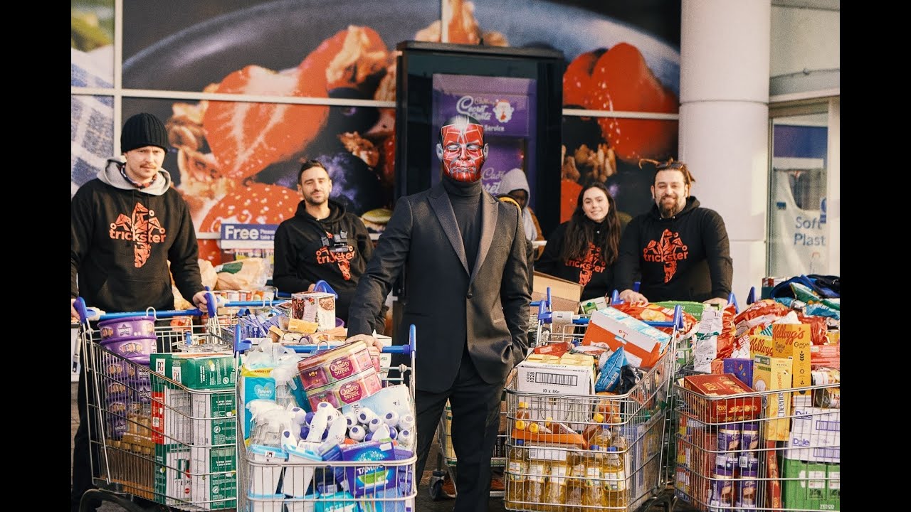 Real Change is No Joke - Trickster Food Bank Drop