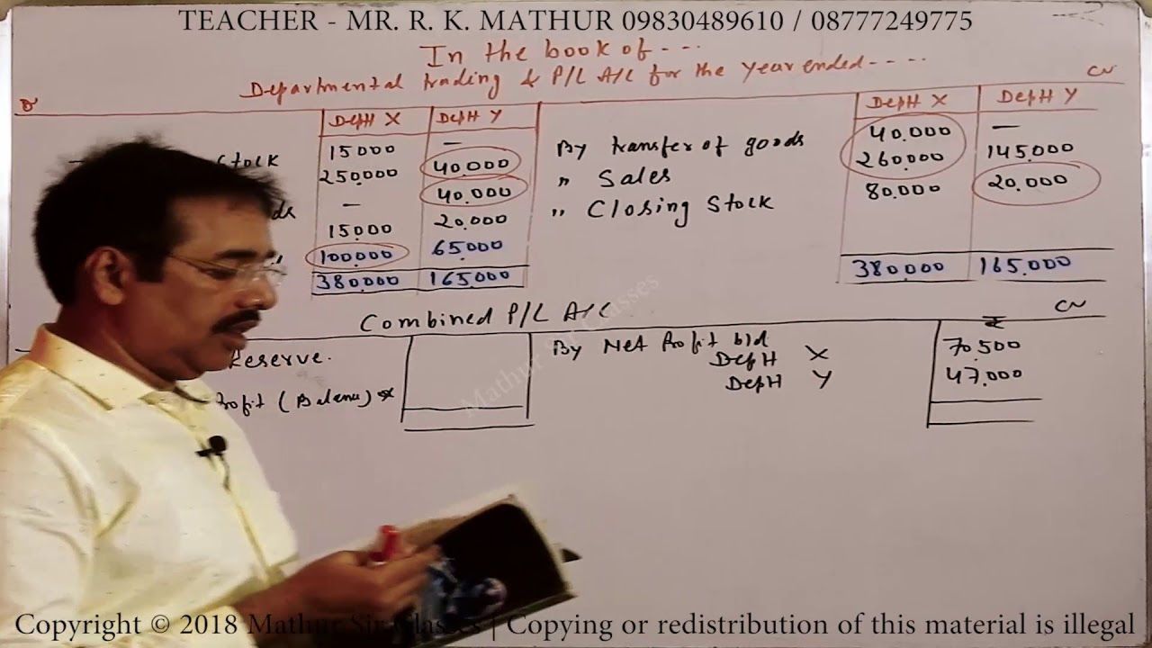 Departmental Accounting Sums no 21 | Mathur Sir Classes