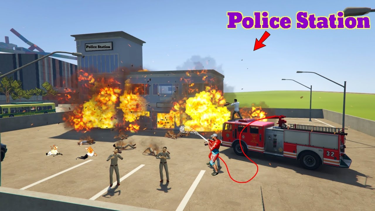 Police Station Me Aag 🔥 In Indian Bikes Driving 3D 🤗 Franklin Latest Funny Video 👏 Indian Game Video