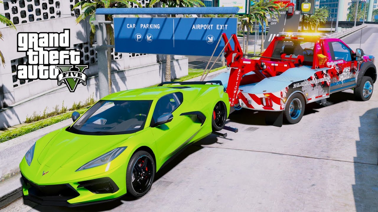 GTA 5 Parking Enforcement Ford F-450 Towing Illegally Parked Cars At The Airport