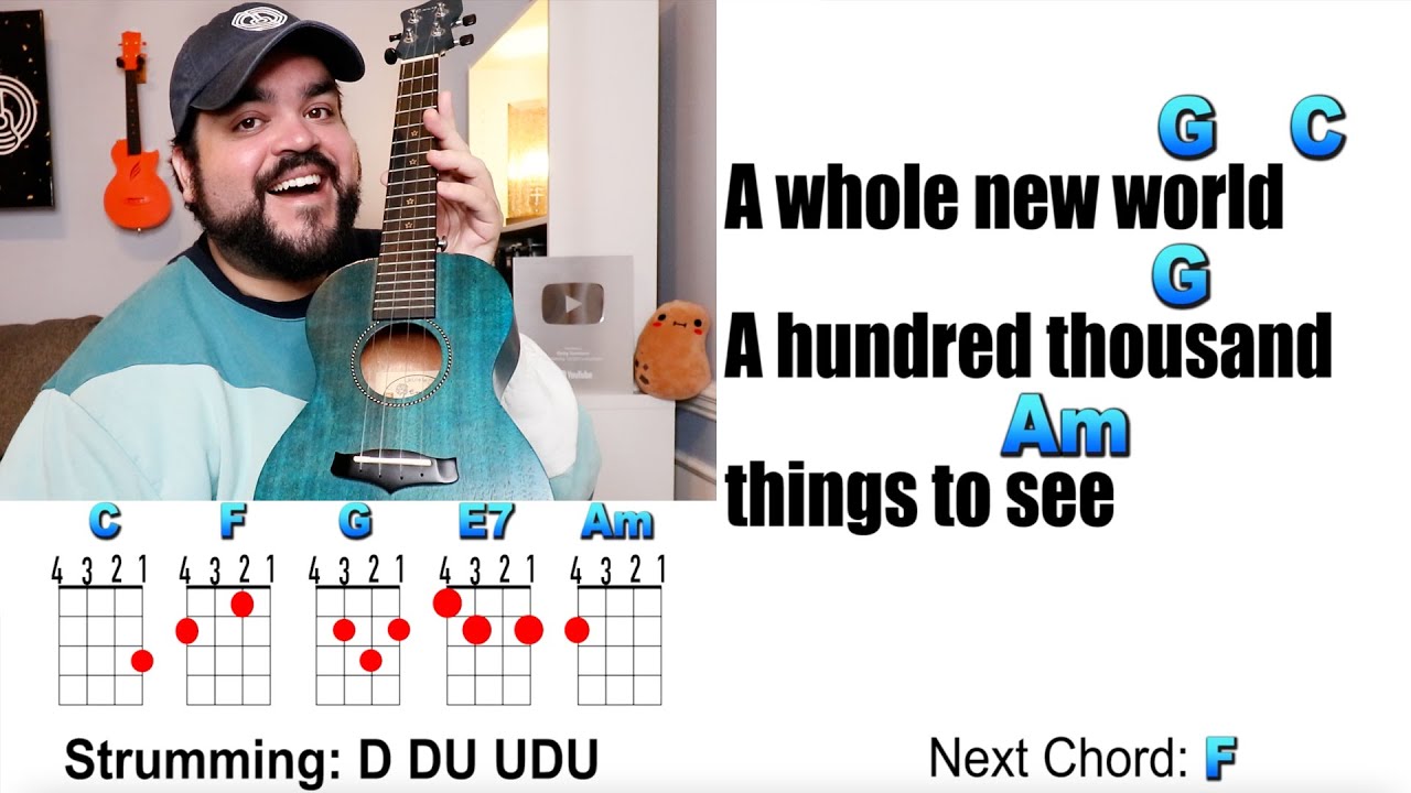 A WHOLE NEW WORLD - Aladdin (Ukulele Play Along with Chords and Lyrics)