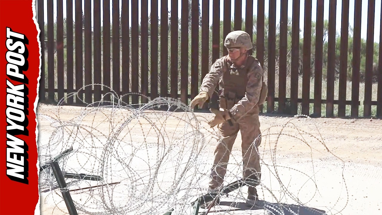Watch US Marines Reinforce Border Wall in Arizona