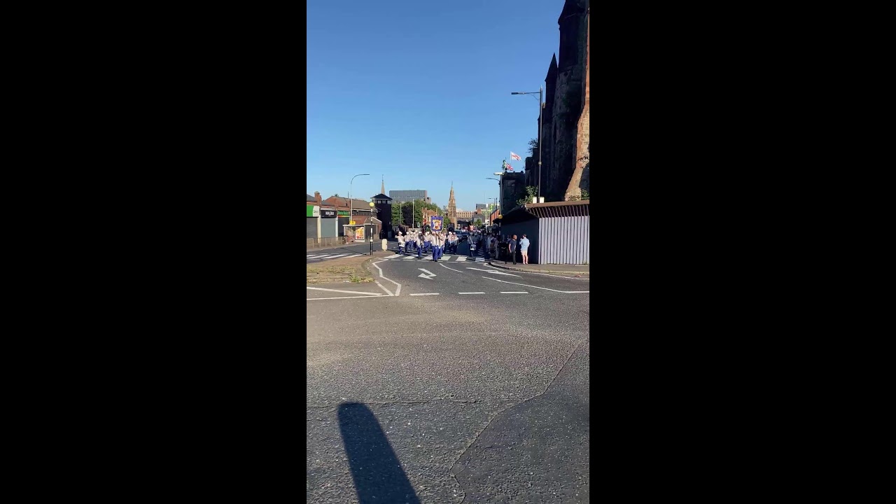 Drone footage Belfast  is live at the Crumlin rd roundabout bands and lodges returning home #belfast