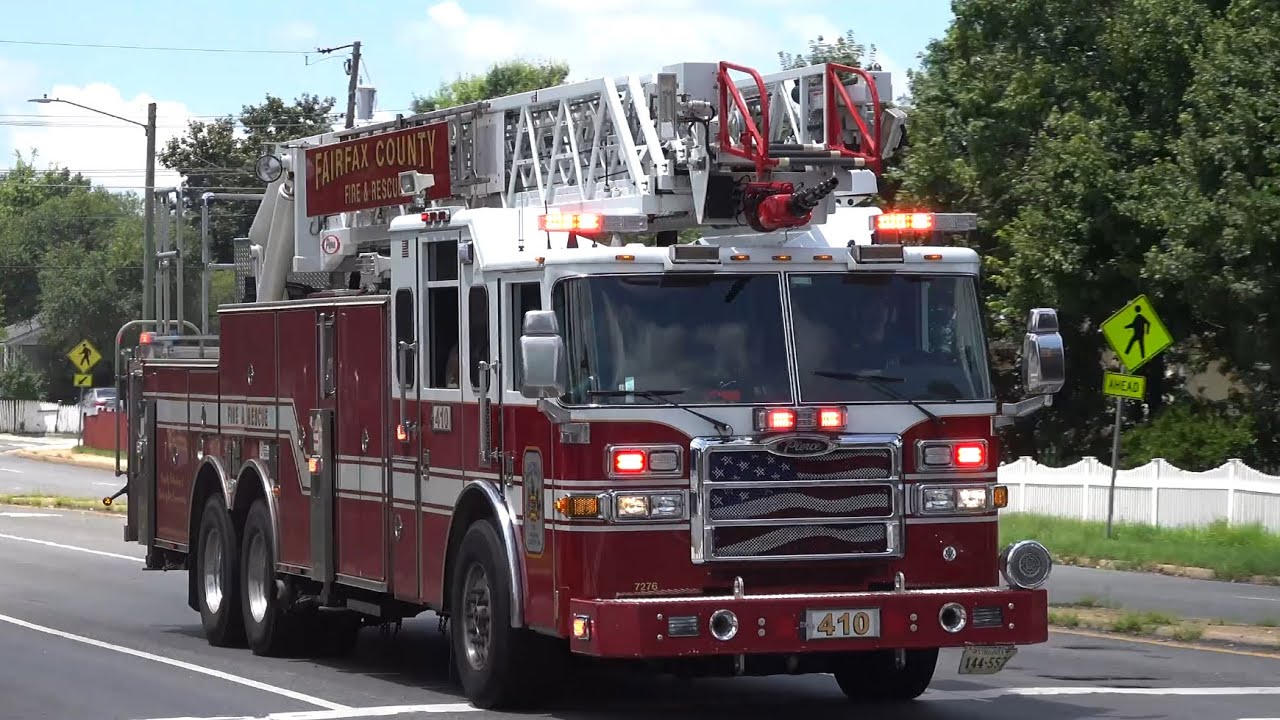 Fairfax County Fire Department Truck 410 and Ambulance 410 Responding