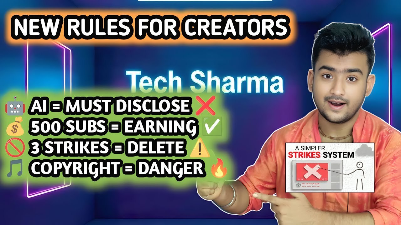 YouTube New Monetization Policy 2025 - 500 Subs = EARNING! 💰 AI Rules, Strike System - Full Details 