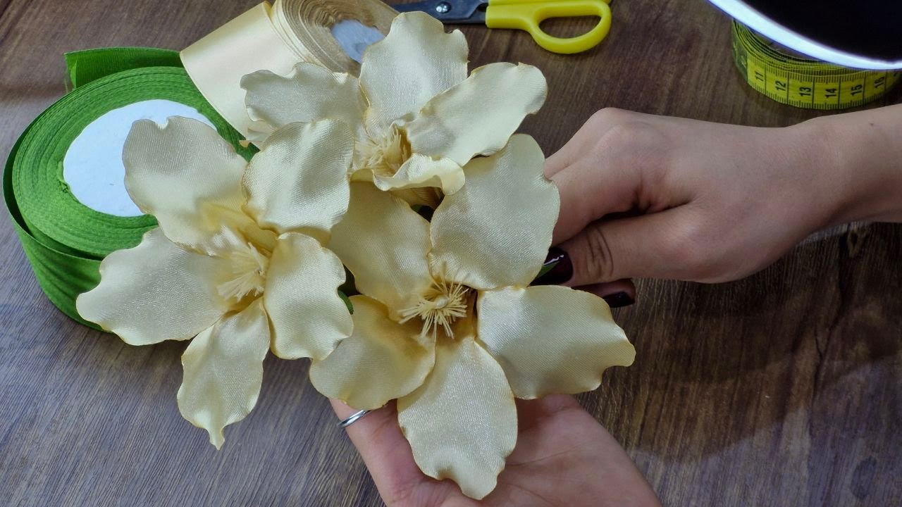 bell flower | flower making tutorial | how to make satin ribbon flowers