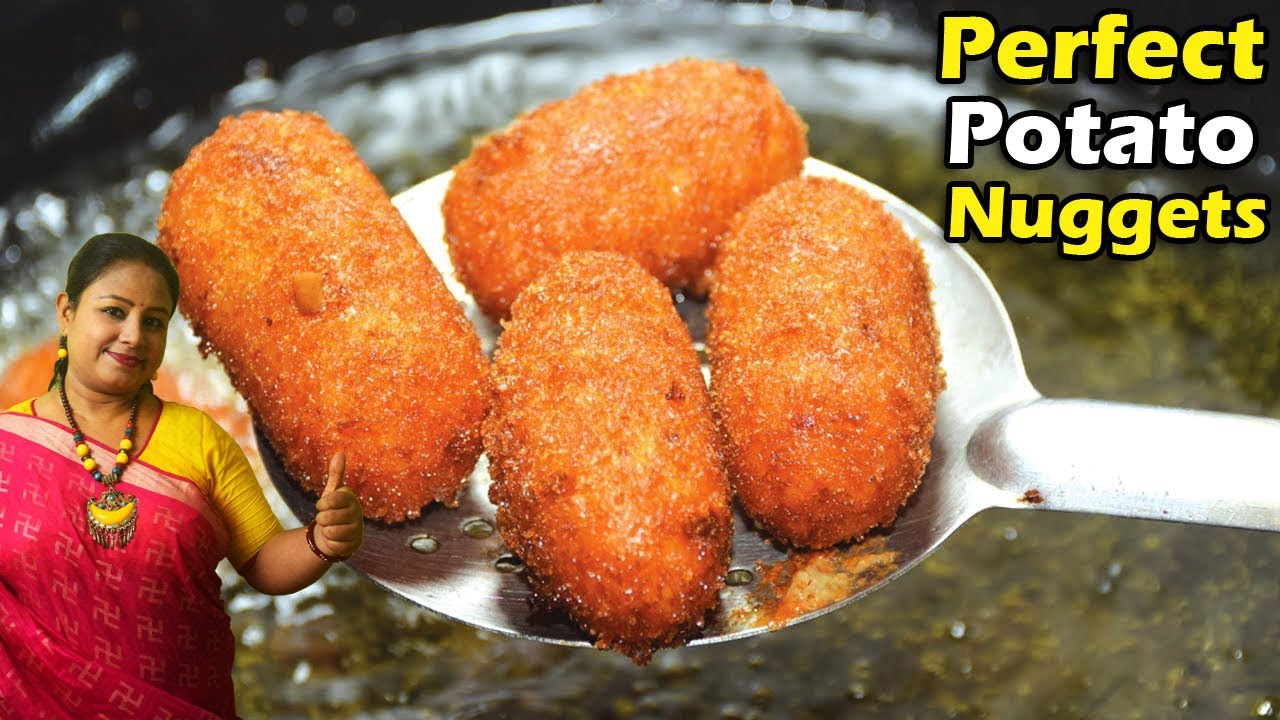 Potato Nuggets Recipe In Bengali | Cafe Style Crispy Aloo Cheese Spicy Veg Snack | Shampa's Kitchen