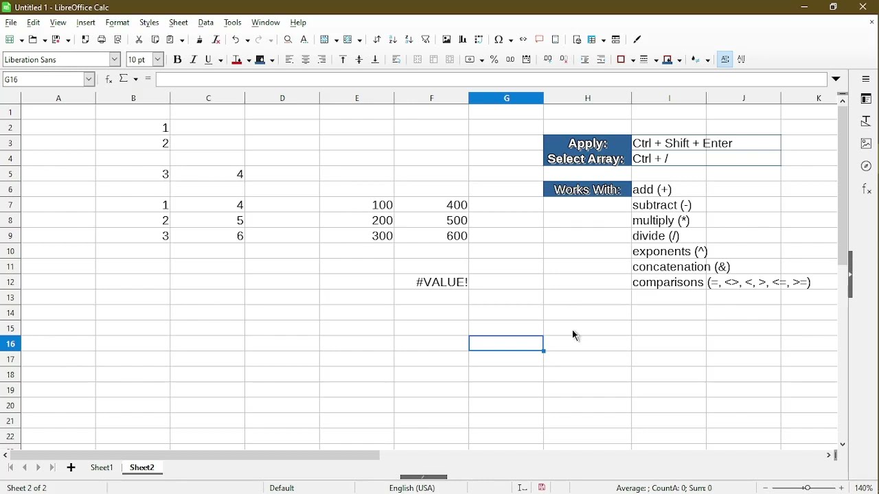 How to Use an Array Formula in LibreOffice Calc