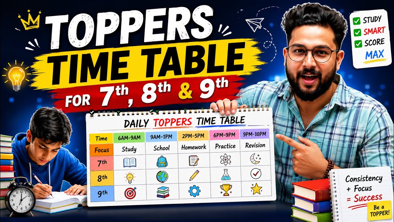 TOPPERS TIMETABLE FOR 7TH,8TH & 9TH STUDENTS | TIMETABLE FOR STUDENTS | JR TUTORIALS |