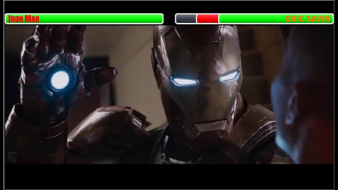 Iron Man Vs Eric Savin Aeroplane Fight Scene With Healthbars