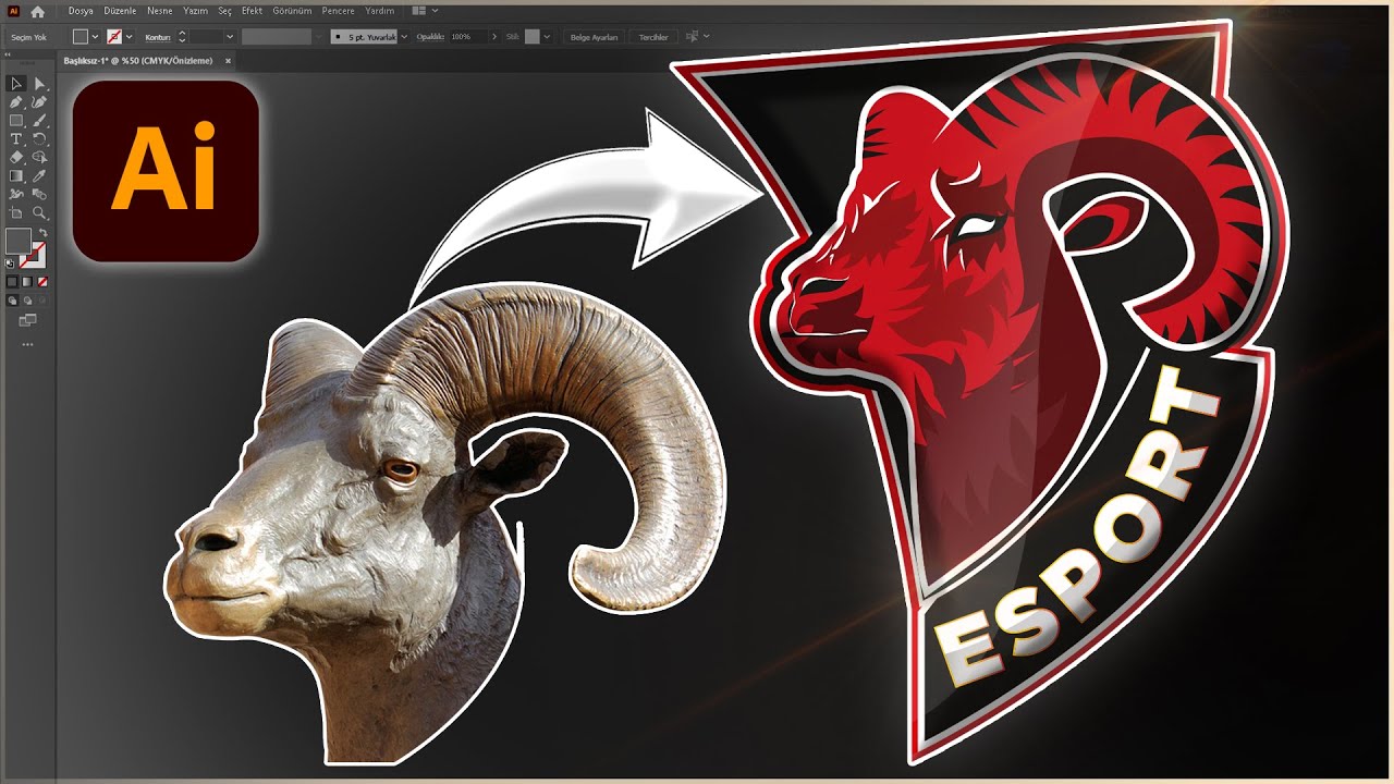 E Spor Maskot Logo Tasarımı Nasıl Yapılır? Adobe illustrator cc dersleri