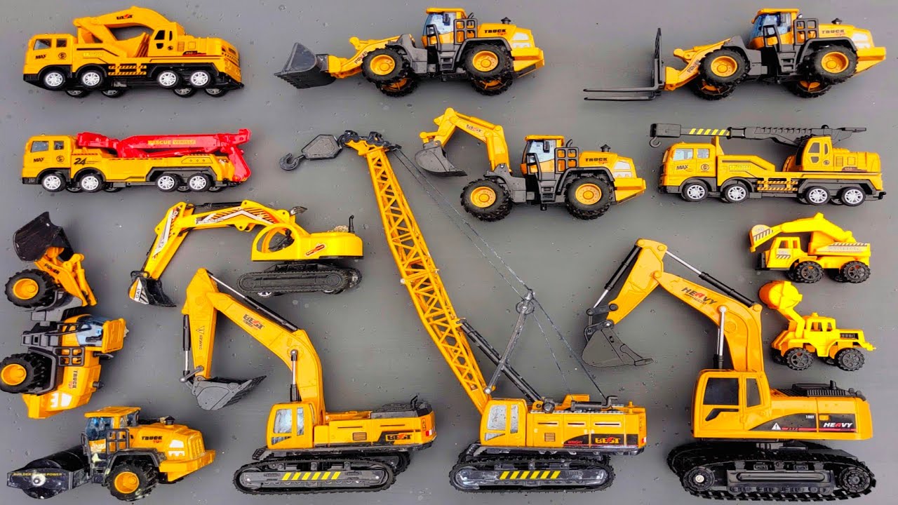Kendaraan kontruksi, Crane, Excavator, Wheel loader, Compactor, tow truck, Slender, truk molen, truk