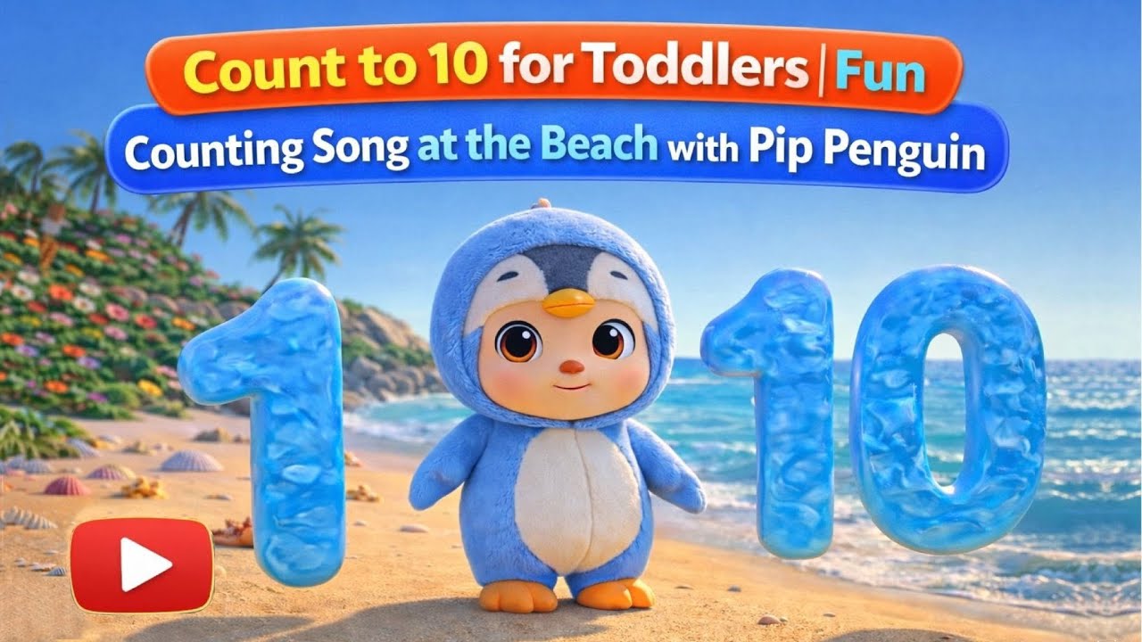 Count to 10 for Toddlers | Fun Counting Song at the Beach with Pip Penguin