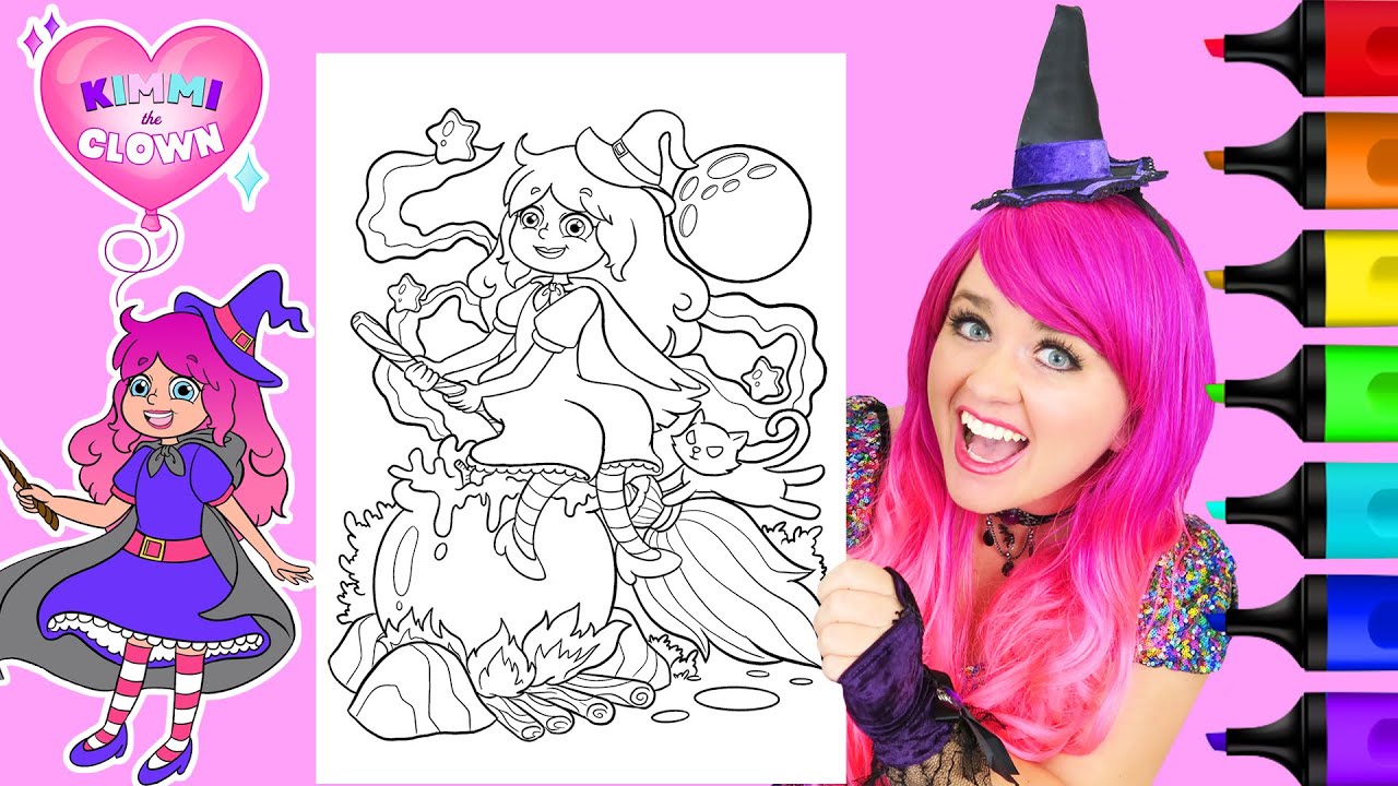 Coloring Kimmi The Clown as a Witch | Halloween