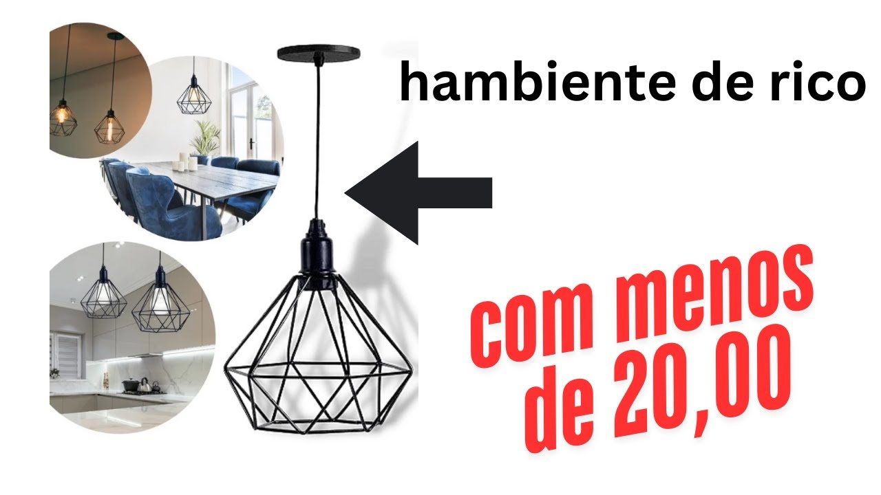 Pendente Luminária Teto Diamante Preto Industrial