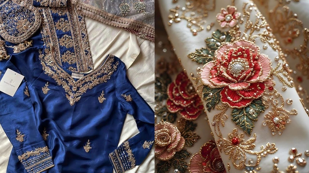 Luxury Handpaint Dresses in Rawalpindi | Stitched Dress Ideas | Sheesha Silk Embroidered 