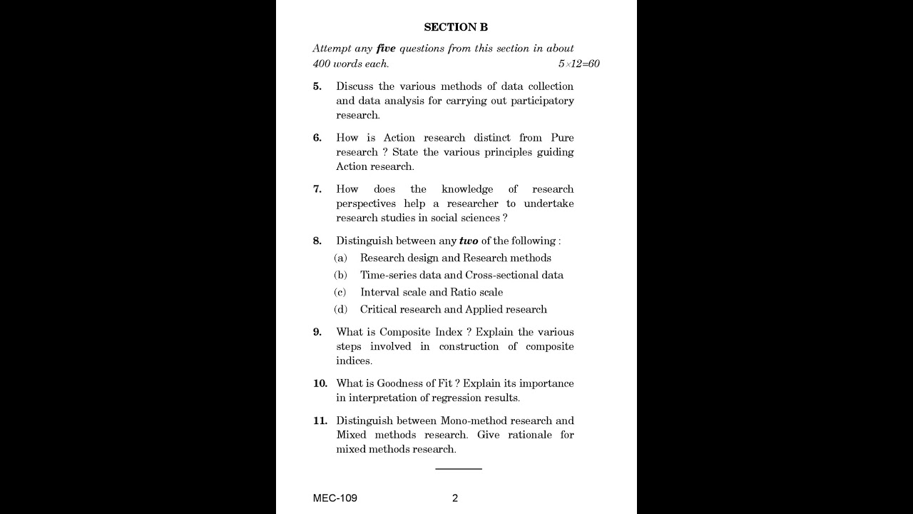 MEC - 109  DECEMBER 2020 QUESTION PAPER 