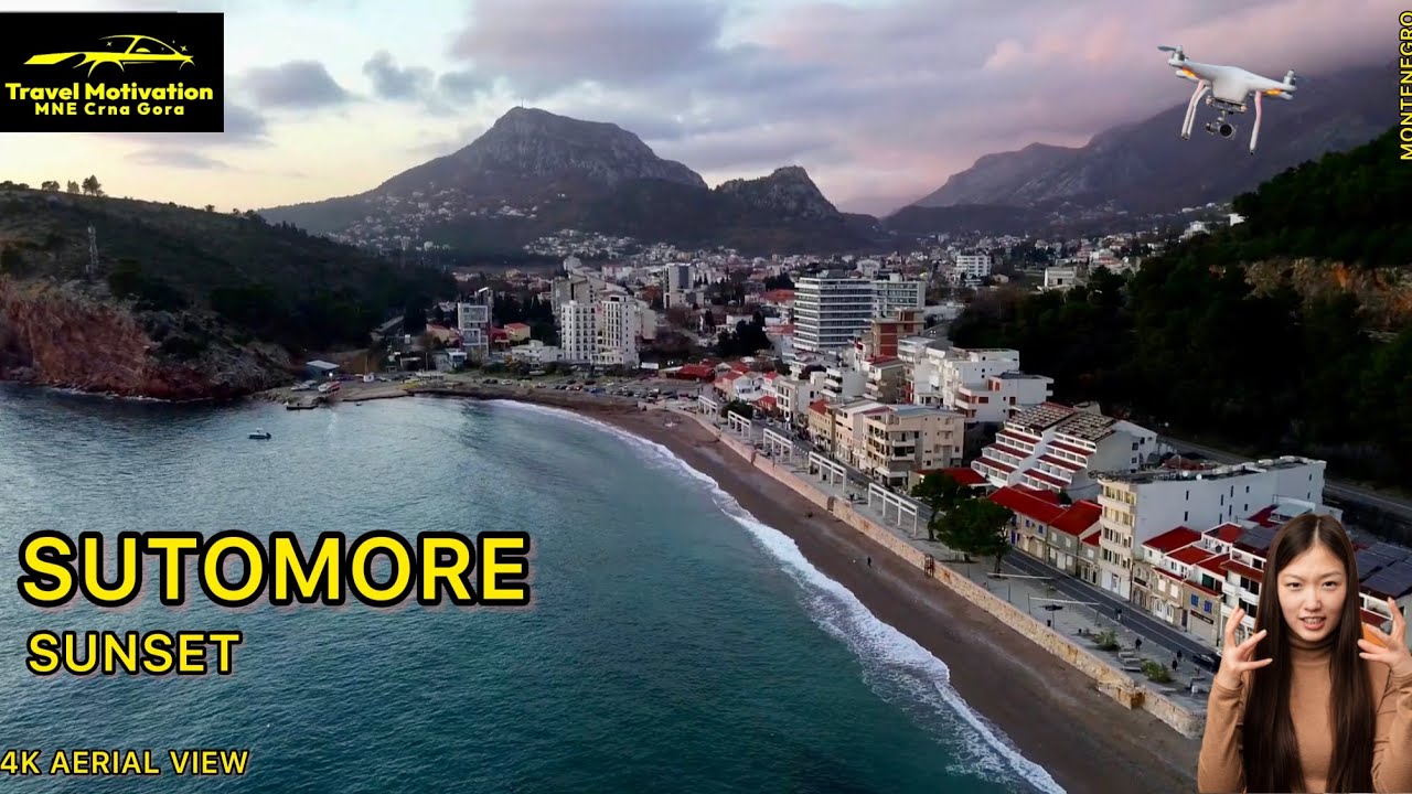 SUTOMORE Zalazak Sunca snimak dronom Zima 2023 - SUTOMORE Sunset [4K Aerial View] MNE Crna Gora