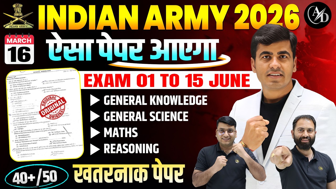 Army Agniveer Original Question Paper 2026 | Army Exam June 2026 | Army GD Model Test Paper 2026