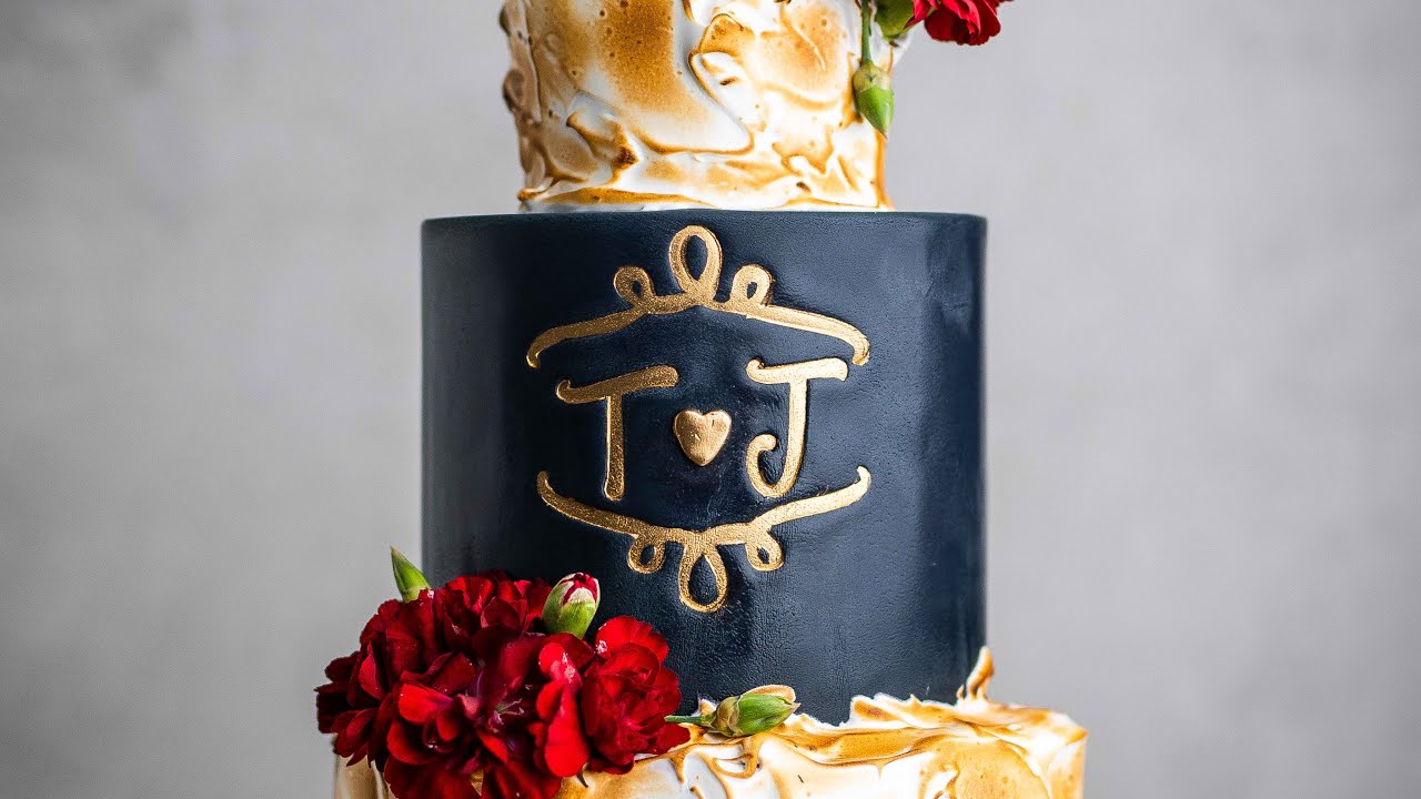 Faux Chalk Board Inspired Wedding Cake Tutorial
